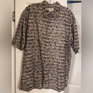 Vintage Tori Richard Shirt Sleeve men’s Shirt Size Large Tropical Cotton Lawn